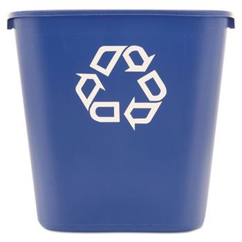 Rubbermaid&#174; Commercial Medium Deskside Recycling Container, Rectangular, Plastic, 28.125qt, Blue