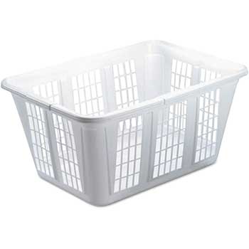 Rubbermaid Laundry Basket, 10 7/8w x 22 1/2d x 16 1/2h, Plastic, White, 8/Carton