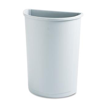 Rubbermaid Commercial Untouchable&#174; Waste Container, Half-Round, Plastic, 21gal, Gray