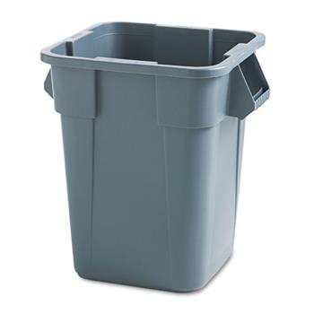 Rubbermaid Commercial Brute Container, Square, Polyethylene, 40gal, Gray