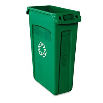 Rubbermaid Commercial Slim Jim&#174; Recycling Container w/Venting Channels, Plastic, 23gal, Green