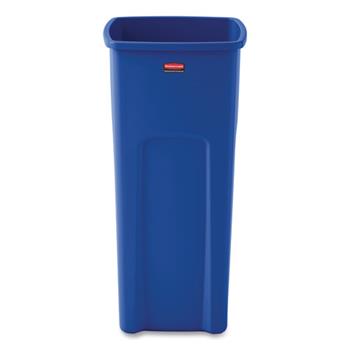 Rubbermaid Commercial Untouchable Recycling Container, Square, Plastic, 23gal, Blue