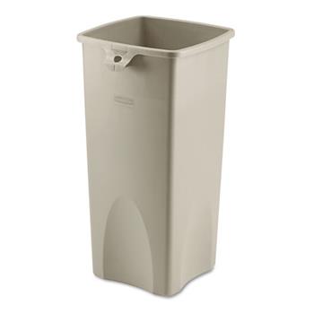 Rubbermaid&#174; Commercial Untouchable&#174; Waste Container, Square, Plastic, 23gal, Beige