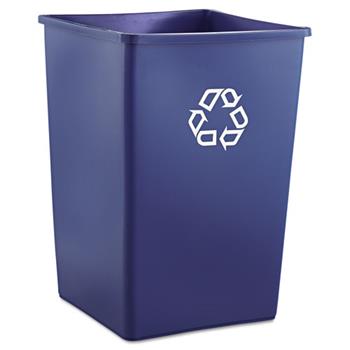 Rubbermaid Commercial Recycling Container, Square, Plastic, 35gal, Blue