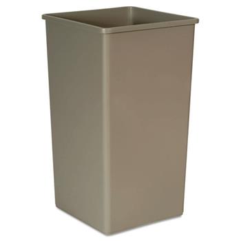 Rubbermaid&#174; Commercial Untouchable Waste Container, Square, Plastic, 50 gal, Beige