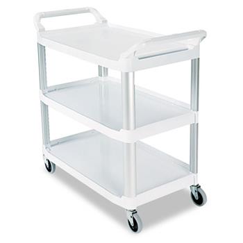 Rubbermaid Commercial Heavy-Duty 3-Shelf Rolling Service/Utility Cart, 300 lbs. Capacity, Off-White