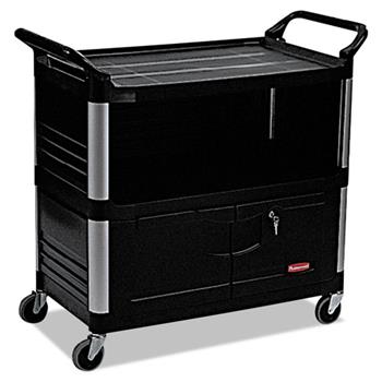 Rubbermaid Commercial Xtra Equipment Cart, 300-lb Cap, Three-Shelf, 20-3/4w x 40-5/8d x 37-4/5h, Black