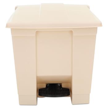 Rubbermaid Commercial Indoor Utility Step-On Waste Container, Square, Plastic, 8gal, Beige