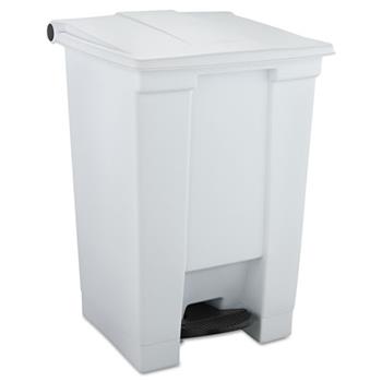 Rubbermaid Commercial Indoor Utility Step-On Waste Container, Square, Plastic, 12gal, White