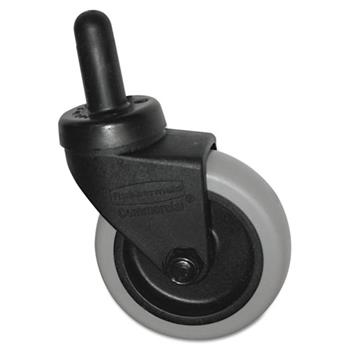 Rubbermaid Commercial Replacement Swivel Bayonet Casters, 3&quot; Wheel, Thermoplastic Rubber, Black