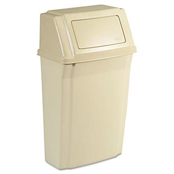 Rubbermaid Commercial Slim Jim Wall-Mounted Container, Rectangular, Plastic, 15gal, Beige