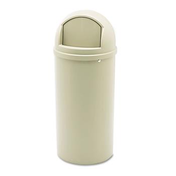 Rubbermaid Commercial Marshal&#174; Classic Container, Round, Polyethylene, 15gal, Beige