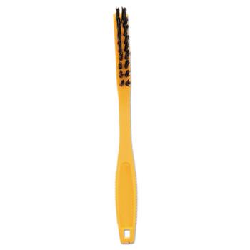Rubbermaid Commercial Tile and Grout Scrub Brush, Plastic Bristles, 8.5 in., Black/Yellow