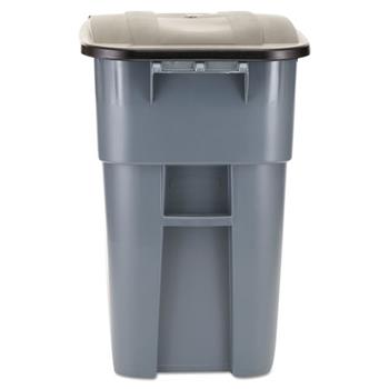 Rubbermaid Commercial Brute Rollout Container, Square, Plastic, 50gal, Gray