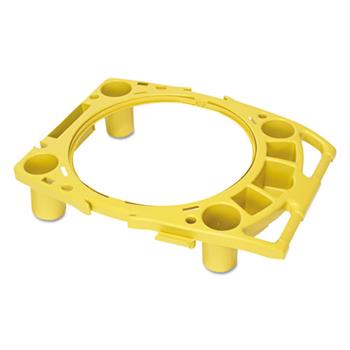 Rubbermaid Commercial Standard Rim Caddy, 4-Comp, Fits 32 1/2&quot; dia Cans, 26 1/2w x 6 3/4h, Yellow