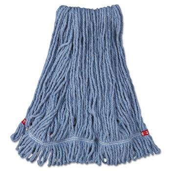 Rubbermaid&#174; Commercial Web Foot Wet Mop Head, Shrinkless, Cotton/Synthetic, Blue, Medium, 6/CT