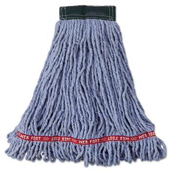 Rubbermaid Commercial Web Foot Wet Mop Head, Shrinkless, Cotton/Synthetic, Blue, Medium, 6/CT