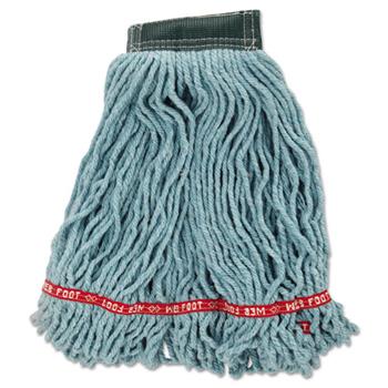 Rubbermaid Commercial Web Foot Wet Mop Head, Shrinkless, Cotton/Synthetic, Green, Medium, 6/CT