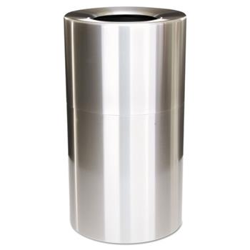 Rubbermaid&#174; Commercial Two-Piece Open Top Indoor Receptacle, Round, Satin Aluminum, 35gal