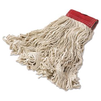 Rubbermaid Commercial Super Stitch Cotton Looped End Wet Mop Head, Large, 5&quot; Red Headband, 6/CT