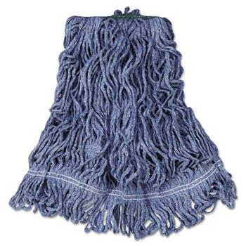 Rubbermaid Commercial Super Stitch Blend Mop Head, Medium, Cotton/Synthetic, Blue, 6/CT