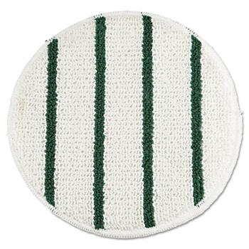 Rubbermaid Commercial Low Profile Scrub-Strip Carpet Bonnet, 19&quot; dia. Pads, White/Green, 5/CT