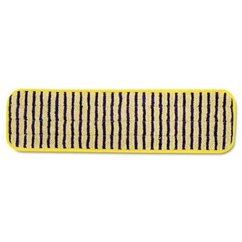 Rubbermaid Commercial Hygen Microfiber Scrubber Pad, Vertical Polyprolene Stripes, 18&quot;, Yellow, 6/Carton