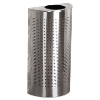 Rubbermaid Commercial Half-Round Metal Trash Can, Open Top, 12 gal, Stardust Silver Metal