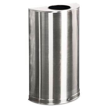 Rubbermaid Commercial Half-Round Steel Trash Can, Open Top, 12 gal, Stainless Steel