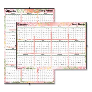 Brownline 2024 Wall Calendar, January to December, Reversible/Erasable, 24 in x 36 in, Tropical