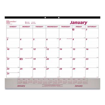 Brownline 2024 Monthly Desk Pad Calendar, Clear Vinyl Protection Strip, January to December, 22 in x 17 in