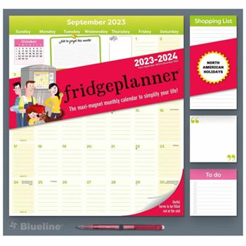 Rediform Blueline Fridgeplanner Maxi Magnet Calendar, 16 Month, 14&quot; x 13-1/2&quot;, Green/White, Sep 2024 - Dec 2025