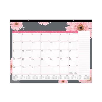Rediform Blueline Monthly Desk Pad Calendar, 12 Month, 22&quot; x 17&quot;, Pink Daisy, Jan 2024 - Dec 2024