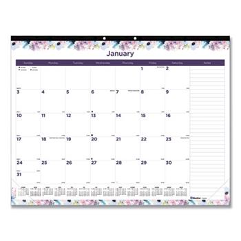 Rediform Blueline Monthly Desk Pad Calendar, 12 Month, 22&quot; x 17&quot;, Flower, Jan 2024 - Dec 2024