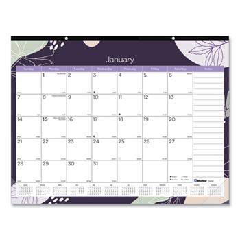 Rediform Blueline Monthly Desk Pad Calendar, 12 Month, 22&quot; x 17&quot;, Abstract Floral, Jan 2024 - Dec 2024