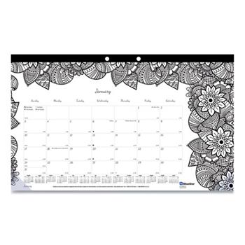 Rediform Blueline DoodlePlan Desk Pad Calendar, 12 Months, January - December, 17.75 in x 10.875 in, Botanica, 2024