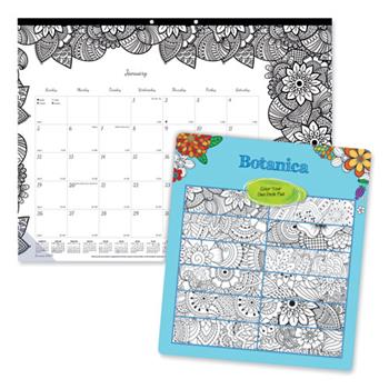 Blueline DoodlePlan Desk Pad Calendar, 12 Month, 22&quot; x 17&quot;, Botanica, Jan 2024 - Dec 2024