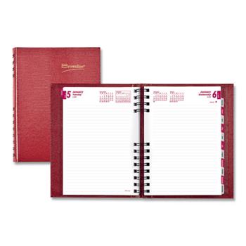 Rediform Brownline CoilPro Daily/Monthly Untimed Journal, 12 Month, 8-1/4&quot; x 5-3/4&quot;, Red, Jan 2024 - Dec 2024