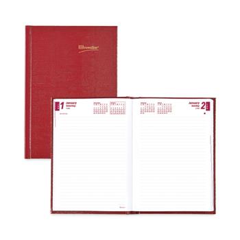 Rediform Brownline Daily/Monthly Untimed Journal, 12 Months, January - December, 8.25 in x 5.75 in, Bright Red, 2024