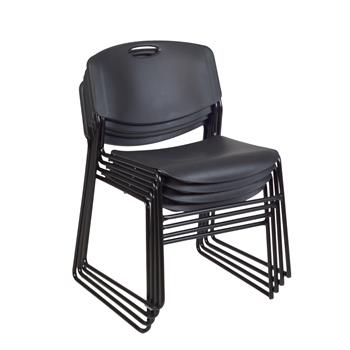 Regency Zeng Ultra Compact Stackable Chair, Metal Frame, Armless, Black, Set of 4