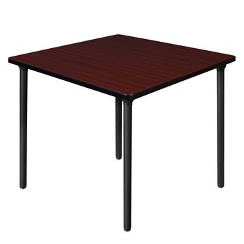 Regency Kee Square Breakroom Table, Medium, 42 in, Mahogany Top, Black Folding Legs