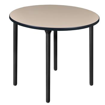 Regency Kee Round Breakroom Table, Medium, 42 in, Beige Top, Black Folding Legs