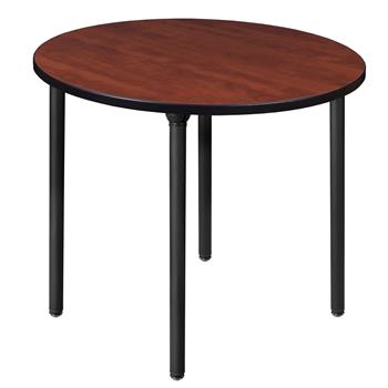 Regency Kee Round Breakroom Table, Medium, 42 in, Cherry Top, Black Folding Legs