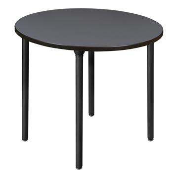 Regency Kee Round Breakroom Table, Medium, 42 in, Grey Top, Black Folding Legs