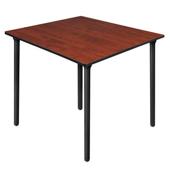 Regency Kee Square Breakroom Table, Large, 48 in, Cherry Top, Black Folding Legs