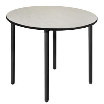 Regency Kee Round Breakroom Table, Large, 48 in, Maple Top, Black Folding Legs