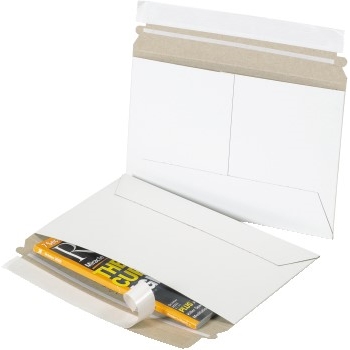 W.B. Mason Co. Stayflats Lite&#174; Self-Seal Mailers, 9 in x 6 in, Side-Loading, White, 200/Case
