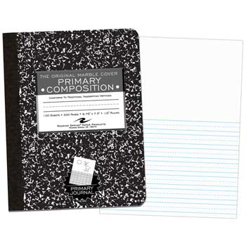 Roaring Spring Hardcover Composition Book, .5&quot; Ruling, 7.5&quot; x 9.75&quot;, White Paper, Black Marble Cover, 100 Sheets