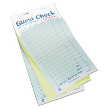 Royal Guest Check Book, Carbonless Duplicate, Green, 3 2/5 x 6 7/10, 50/Book, 50 Books/Carton