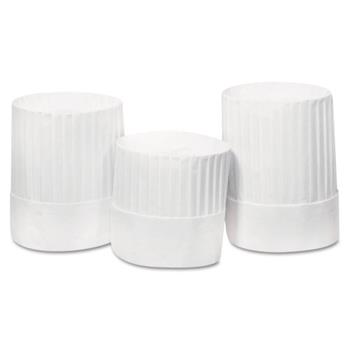 Royal Pleated Chef&#39;s Hats, Paper, White, Adjustable, 10&quot; Tall, 24/Carton
